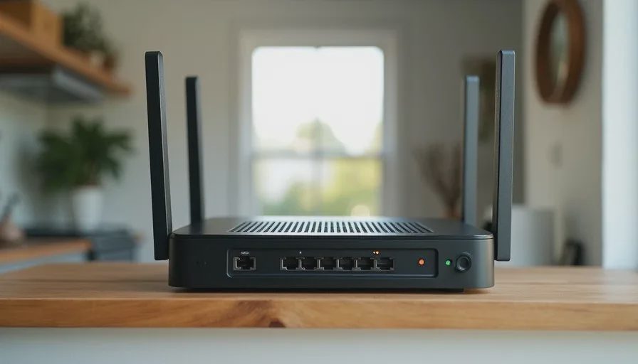 A stronger router in a better location often removes the daily friction Upgraded home router placed in a central location replacing the ISP gateway for better family coverage