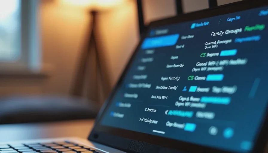 Close-up of a router admin page listing separate WiFi networks for different family groups